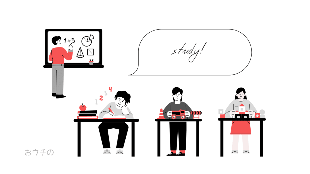 勉強をする子供たちのテキスト