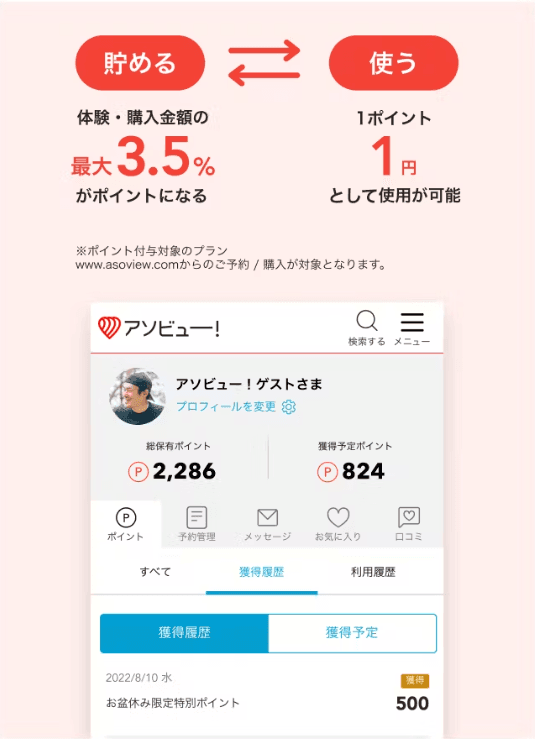 アソビューのポイント